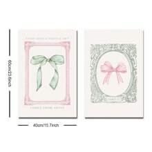 2 套无框粉色绿色蝴蝶结时尚艺术海报唯美基督教圣经少女房间装饰时髦绘画帆布印刷简约墙壁画适用于宿舍、公寓、卧室、客厅、现代家居装饰 - 彩色 - 查看 8