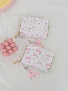 Carteira Pequena com Capacidade Reduzida para Estudantes, Impressão Fofa de Flor, Borboleta e Cereja, Diversos Slots para Cartões, Carteira Ultrafina Dia dos Namorados, Porta-Cartões de Visita, Porta-Cartões de Crédito, Carteira Feminina, Mini Carteira, Bolsa, Porta-Cartões