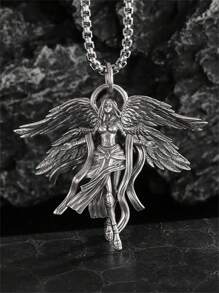1pc New Classic Four-Winged Angel Pendant Angel Goddess Necklace Fashion Jewelry Birthday Gift For Men And Women - Four Winged Goddess Necklace - View 3