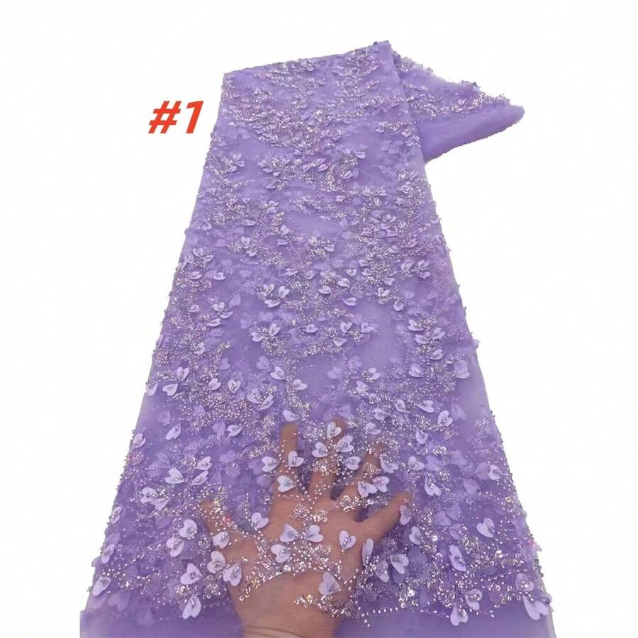 Latest French Beaded Tulle Lace Fabric 2025 High Quality African Groom