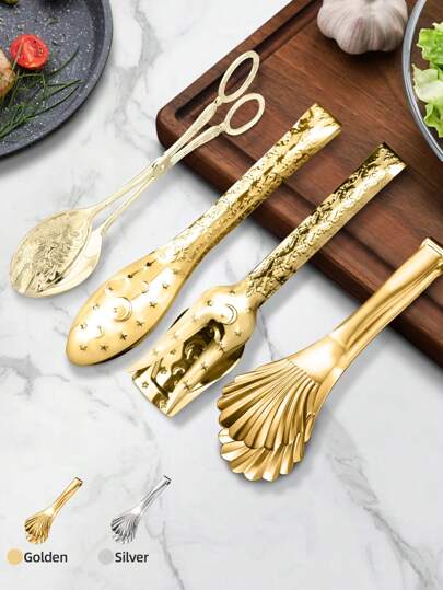 1 יחידה מלקחיים בסגנון וינטג' לשימוש חוזר לחטיף, עוגה, סלט, מאפה, לחם, פירות, אטבי ספגטי קלאסי עם אפשרות זהב וכסף, כלי מטבח רב תפקודיים, ציוד למטבח, אביזרי מטבח, מוצרי מטבח לאפייה, ברביקיו בשירות עצמי, מזנון , מנגל, בישול, קמפינג, חופשה, חוף, מסיבה, חתונה