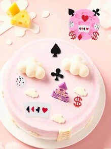 1pc Poker Silicone Mold Chocolate Candy Mold Dice Poker Paper Cup Cake Decoration DIY Cake Decoration Tool Candy Clay Resin Mold - Pink - View 1