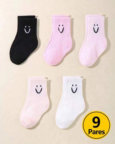 Calcetines de Bebé de Algodón, Color Sólido y Estampado de Dibujos Animados, Perfectos para el Día a Día