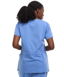 Scrub Sets In Regular And Petite Stretchy Scrubs For Women Set Of Scrub Top And Scrub Pants - HEATHER BLUE - 查看 2
