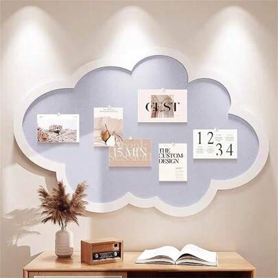 1pc Cloud Shaped Decoration Board, No Nails Needed, Felt Material, Multi-Function Wall Sticker Suitable For Home And Office Decor,School Supplies,Back To School
