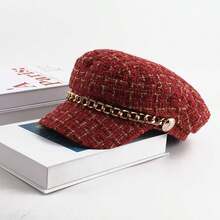 Classic Beret Hat, Vintage Flat Top Sun Hat, Painter Cap, Fashionable Hat, Made Of Coarse Woolen Fabric, Featuring Rugged Yet Refined Texture, Inherent Retro Elegance, Quintessential For "Petit X" Style