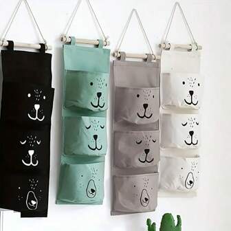 1pc Baby Room Wall-Mounted Storage Bag, Nursery Door Back Hanging Toy Organizer Bag, Children Room Wall-Mounted Hanging Bag - Without Hooks (Random Delivery)