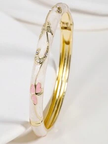 1 Peça Pulseira Banhada a Ouro com Floral Esmaltado para Mulheres