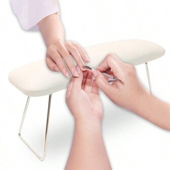 1 Piece Foldable Nail Hand Pillow PU Leather & Sponge Infilling Foldable Stand With Space For Nail Lamp Underneath Portable For Mobile Nail Technicians