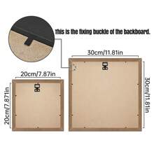 1个木纹30x30厘米/20x20厘米多照片相框，优雅方形相框，适用于墙面、人像画廊、墙面和桌面装饰！可悬挂或放置于桌面，多种尺寸可选，适用于8x8英寸、12x12英寸照片纸，是生日、毕业典礼等场合的理想礼物。