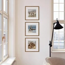 1个木纹30x30厘米/20x20厘米多照片相框，优雅方形相框，适用于墙面、人像画廊、墙面和桌面装饰！可悬挂或放置于桌面，多种尺寸可选，适用于8x8英寸、12x12英寸照片纸，是生日、毕业典礼等场合的理想礼物。