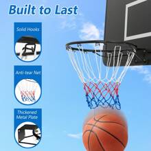 Homasis 15'' Basketball Rim Wall Door Mounted Basketball Hoop W/ All Weather Net Black