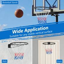 Homasis 15'' Basketball Rim Wall Door Mounted Basketball Hoop W/ All Weather Net Black