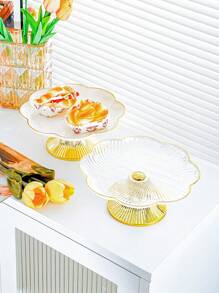 1pc Gold Edge Tray, Snack & Jewelry Storage Box, Dessert Display Stand, Elegant Cake Stand, Living Room Home Decor - Mother's Day Party, Spring Graduation School Season Decoration