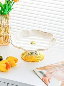 1pc Gold Edge Tray, Snack & Jewelry Storage Box, Dessert Display Stand, Elegant Cake Stand, Living Room Home Decor - Mother's Day Party, Spring Graduation School Season Decoration