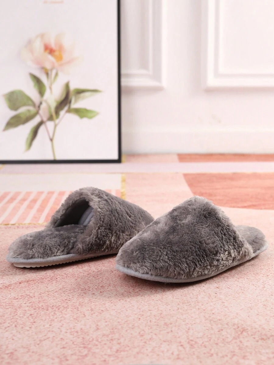Sheepskin Home Slippers, Men's Grey Slippers - Grey - View 1