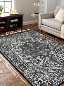 1pc Vintage Distressed Persian Style Rug, Red Bohemian Moroccan Comfortable Polyester, Pink Rug Rectangular Easy Care Washable Area Carpet, Suitable For Living Room, Hallway, Bedside, Sitting Room, Bedroom, Home Decor - Multicolor - View 3