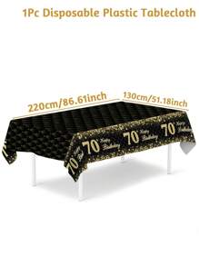 1 pieza Mantel rectangular descartable con decoración de oro fragmentado en negro y dorado para fiestas de cumpleaños 18, 30, 40, 50, 60 y 70 años. Perfecta decoración de mesa para fiestas de cumpleaños de hombres y mujeres, regalo y favor de fiesta.