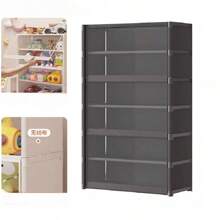 1pc Children's Toy Storage Cabinet, Floor Household Storage Rack, Dustproof Storage Cabinet, Large Capacity Wall Storage Cabinet - Black - View 7