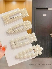 Bộ 5 kẹp tóc giả ngọc trai cho nữ, kẹp tóc mái dễ thương thời trang, thanh lịch, đa năng dùng để trang trí hàng ngày, ở nhà, ngoài trời và đi làm. Kẹp tóc càng cua, kẹp tóc cài đầu, đồ dùng học tập, phụ kiện tóc ngọc trai, phụ kiện đội đầu, ghim cài tóc. - trắng - Xem 2