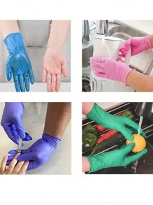 20PCS~100pcs Disposable Nitrile Gloves, High Elastic Thickening Hairdressing Pattern Embroidery Auto Insurance Repair Nitrile Gloves