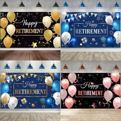 1pc Retirement Party Backdrop Banner, Happy Retirement Decoration Background Banner Has A Variety Of Patterns And Sizes For You To Choose From, Suitable For Retirement Parties, Cake Table Banners, Photo Booths, Party Background Decoration Supplies Gifts