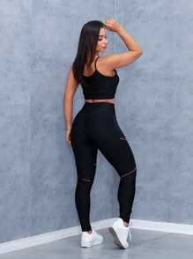 Women's Gym Set Top+Leggings Black, Various Colors - 粉色 - 查看 2