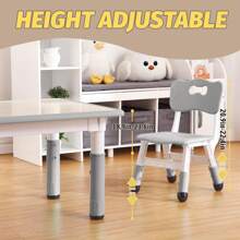 Broadfashion Kids' Table & Chair Sets Suitable For 3-10 Years, Toddler Table & Chair Set With 6 Seats, Height Adjustable, Tabletop Can Doodle, Max Load 300 Lb