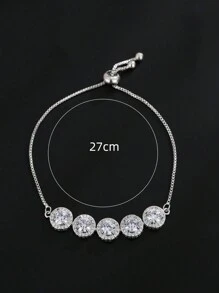 1 Piece Fashion Round Cubic Zirconia Adjustable Bracelet For Women Bangles Jewelry Gift