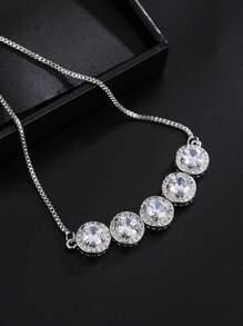 1 Piece Fashion Round Cubic Zirconia Adjustable Bracelet For Women Bangles Jewelry Gift