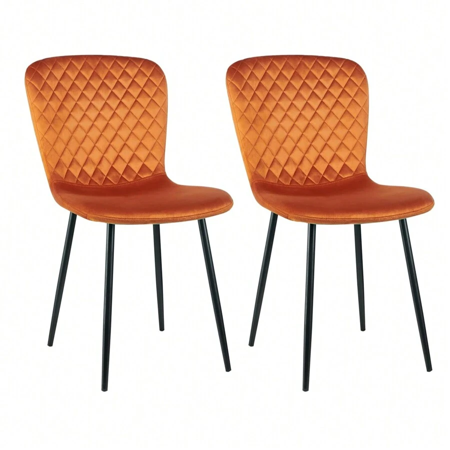 AINPECCA Dining Chairs Set Of 2/4 Velvet Dining Chairs Modern Office Chair With Backrest And Metal Legs For Kitchen Living Room - Orange - View 1