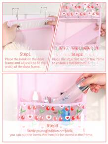 Estantería colgante de pared de 4 niveles con patrón de cerezos rosas, gran capacidad con ventana transparente, adecuada para habitación, baño, armario, dormitorio, dormitorio, puede almacenar pañales, juguetes - Amor cereza-rosa - Ver 5