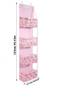 Estantería colgante de pared de 4 niveles con patrón de cerezos rosas, gran capacidad con ventana transparente, adecuada para habitación, baño, armario, dormitorio, dormitorio, puede almacenar pañales, juguetes - Amor cereza-rosa - Ver 4