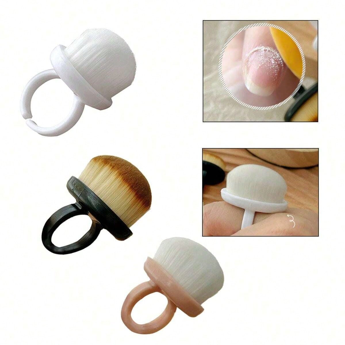Nail Ring Nail Dust Brush, Nail Brush, Soft Nail Brush Remover Paint Makeup Brush Nail Brush Cleaning Tools Nail Brush, Nail Brush To Clean Nails, Daily Makeup Brush, More Convenient And Time Saving On Fingers (Pink, White, Black)
