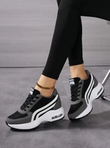 أحذية رياضية نسائية منفذة للهواء - أحذية كاجوال بنعل سميك مرتفع مع وسادة هوائية مريحة للاستخدام في جميع الفصول