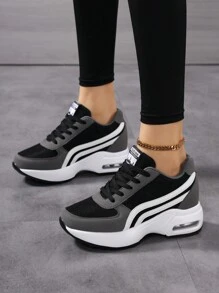 أحذية رياضية نسائية منفذة للهواء - أحذية كاجوال بنعل سميك مرتفع مع وسادة هوائية مريحة للاستخدام في جميع الفصول