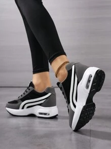 أحذية رياضية نسائية منفذة للهواء - أحذية كاجوال بنعل سميك مرتفع مع وسادة هوائية مريحة للاستخدام في جميع الفصول