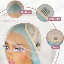 Ice Blue Lace Front Wigs 13x4 Free Part Pre Plucked Baby Hair Natural Hairline Glueless Long Silky Straight Wigs Heat Resistant Synthetic Frontal Lace Replacement Wigs For Fashion Women Daily Party Halloween Use 24 Inch 180% Density - Ice Blue - 查看 8