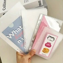 5pcs Loose Leaf Binder Sleeves, A5/A6/A7 Size Document Organizer Bags, Durable PP Receipt & Coin Storage Pockets, Monthly & Yearly Planner Bags,School Supplies,Back To School
