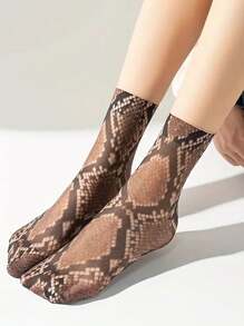 6/3/2/1 Paar leopard-, schlangen-, tiger- und schmetterlings-rosenkopf-muster atmungsaktive dünne kurze Socken, Damen transparente Strumpfwaren & Socken