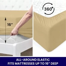 6-Piece Ultra Soft Cooling Bamboo Bed Sheet Set With Deep Pockets - 米色 - 查看 7