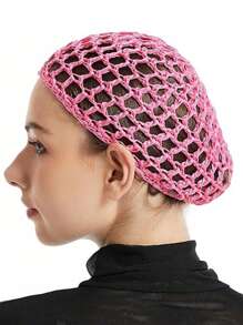 1 pieza Red de cabello de malla de poliéster, gorro tejido de seda artificial, redecilla de cabello gruesa y corta para mujer, accesorio de tapa para dormir - Multicolor - Ver 1
