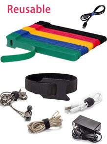 20 件 6 英寸可重复使用电缆扎带、可调节电线带、多色电缆整理器、电线缠绕和钩环电线管理，适用于整理家庭、办公室和数据中心、车库