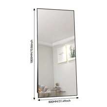 Comanlai Body Mirror Tempered Glass Makeup Mirror Large HD Wall Mirror With Hooks For Living Room Bedroom And Dressing Room Mirror 180x80cm Black Rectangular Frame - 黑色 - 查看 7