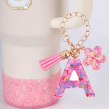 A-Z 4pcs Cup Accessories Set - Accessories Set 1pc Straw Cap ,A Letter Pendant, A Shiny Silicone Water Cup Bottom Protective Cover ,A Water Cup Letter Sticker(Water Cup Letter Chain, Randomly Send One Of Two Colors)