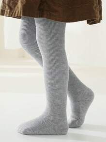 1 Pair Of Pantyhose, Solid Color Series Fall/Winter Pantyhose Girls' Leggings Plus Fleece Thickened Baby Tights For Warmth.