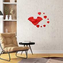 Love Wings Mirror Wall Sticker, Home Decor Decal Wall Sticker - Red - View 3