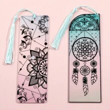 Hermoso separador de libros de un día de sombra de ventana, de acrílico transparente con borlas, adecuado para los amantes de los libros, ideal para útiles escolares y de oficina, regalo de vacaciones para amigos - Unitalla - Ver 12