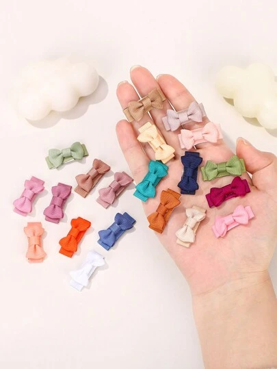 Set de 40/20/10 piezas de pinzas para el cabello con lazo de color aleatorio estilo Morandi para niñas, pinzas de unicolor simple mini adecuadas para bebés y niñas, pinzas para el flequillo para fiestas y accesorios para el cabello de bebé