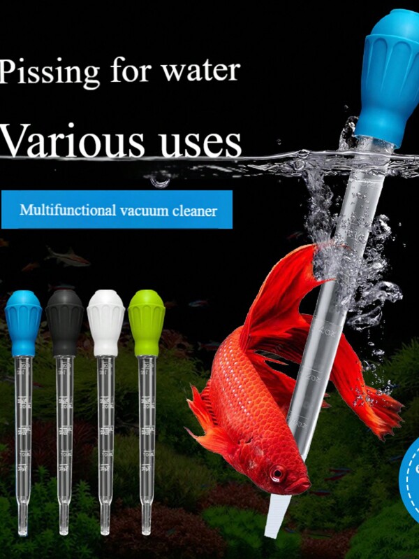 1 pieza Tubo para cambio de agua de acuario, purificador de calidad de agua, tubo de eliminación de desechos, cuentagotas de alimentación para peces de agua salada y arrecife de coral, sifón de limpieza de grava, alimentador de coral